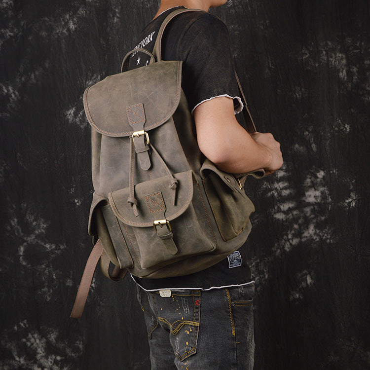 Backpack Crazy Horse Leather Outdoor Travel Men's Backpack