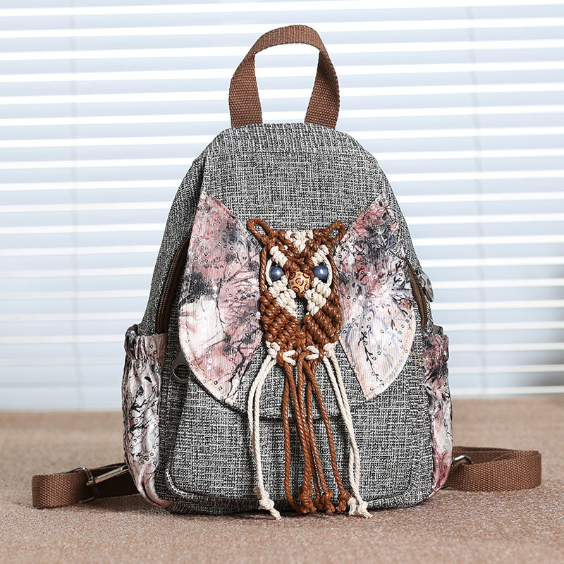 New style women's bag backpack canvas tassel backpack