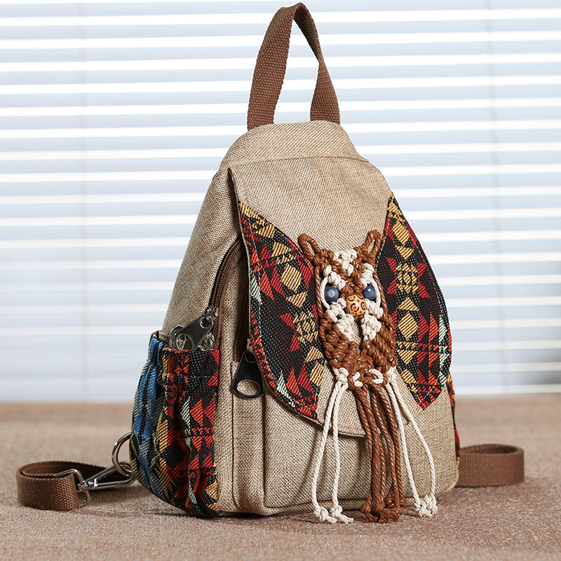 New style women's bag backpack canvas tassel backpack